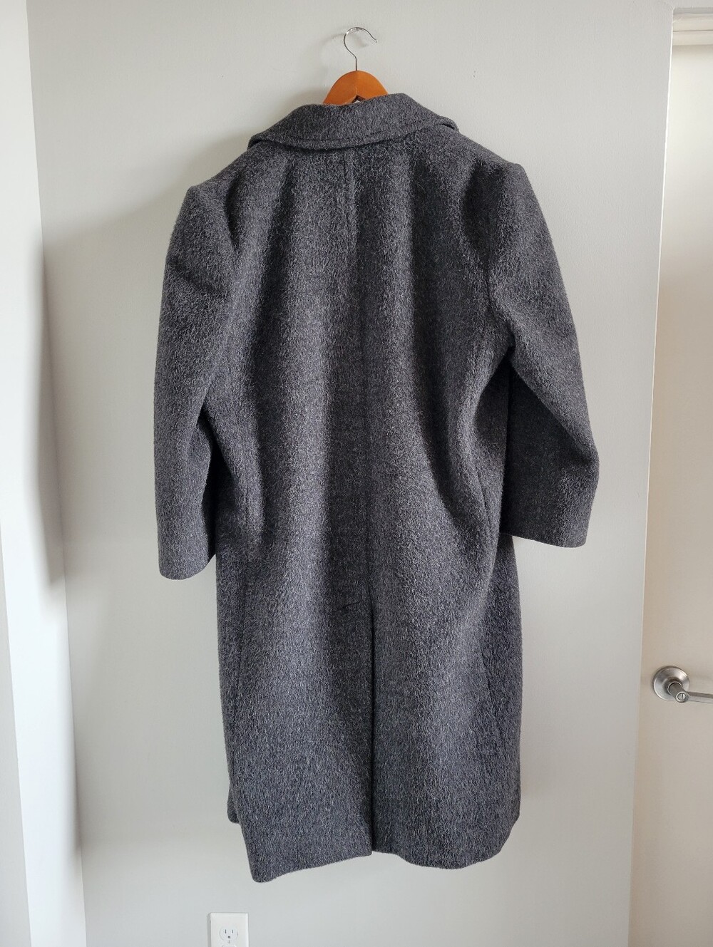 Bill Blass Signature Charcoal Gray Double-Breasted Wool Trench Coat Large/XL - Picture 12 of 16